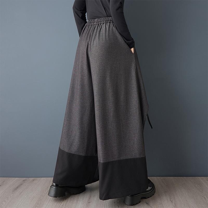 Plus Size Cotton Vintage High Waist Casual Loose Long Spring Autumn Wide Leg Skirt Pants Women Trousers