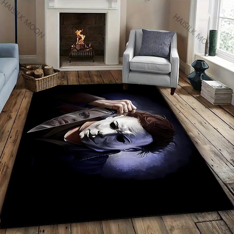 

15 размеров Ковер с принтом M-Michael M-Myers на Хэллоуин для гостиной, спальни, офиса, большой площади, ковер, устойчивый к пятнам, быстрая доставка 40x60cm (16x24in)