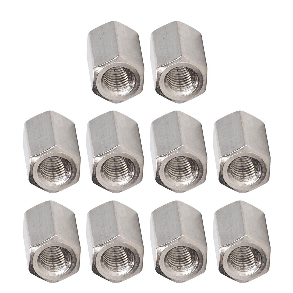 10PCS Hex Coupling Nuts 304 Stainless Steel Long Rod Coarse Hex Connection Nut M10 Thread