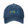 Rainbow Bicycle Heartbeat Line Cycling Graphic Design Washed Baseball Cap Outdoor For Womens Unisex FeUnisex