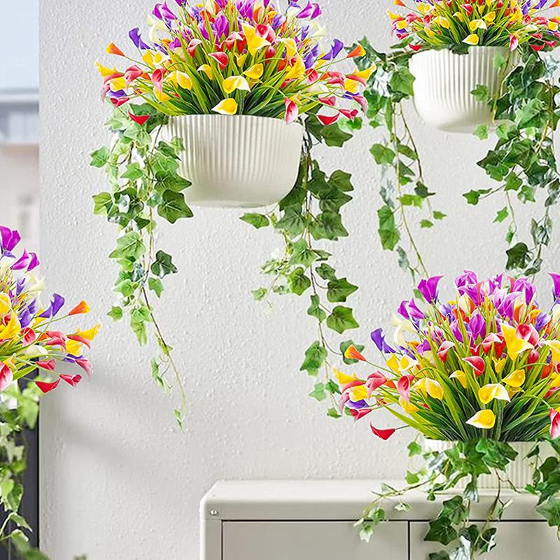 1 st Konstgjorda Blommor Färg Kallalilja Falska Blommor För Utomhus Trädgård Uteplats Utanför Fönster Gård Kontor Hem Skrivbord Rum