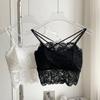 Sexy Floral Lace Camisole with Padded Bra for Women Thin Backless Tube-top No Underwire Bra