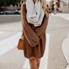 Fall Winter Women's Long Sleeve Loose Knit Fleece Maxi Dress