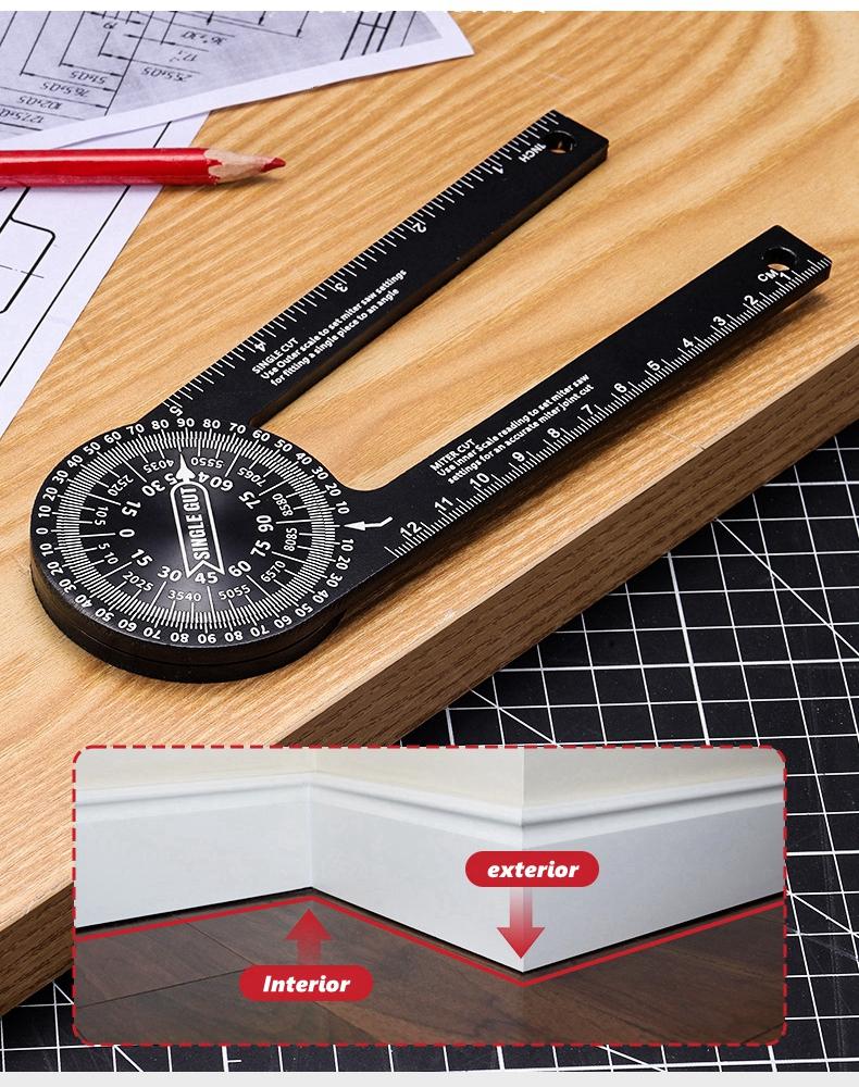 Aluminum Miter Saw Protractor Rust Proof Inside & Outside Miter Angle Finder for Carpenters Precision Laser Engraved Scales