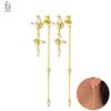 925 Silver Needle Vintage Gold Earrings Luxury Long Chain Tassel Crystal Hoop Earrings for Women Party Trend Jewelry