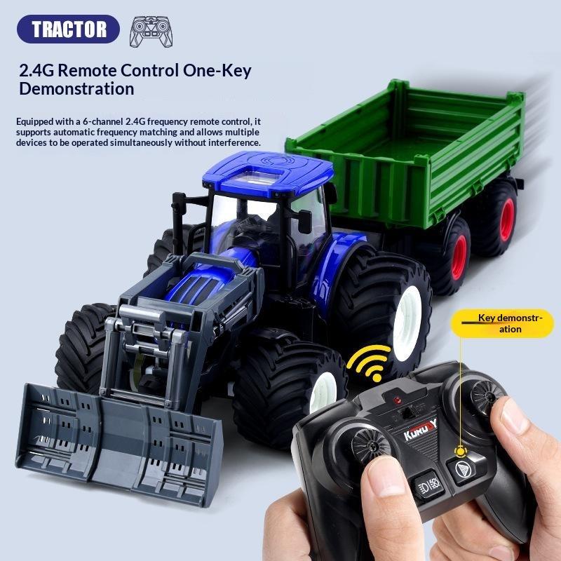 1/24 Remote Control Tractor Toy Rc Farm Tractor Alloy Body Simulation Agricultural Vehicle For Kids Outdoor Play Collection