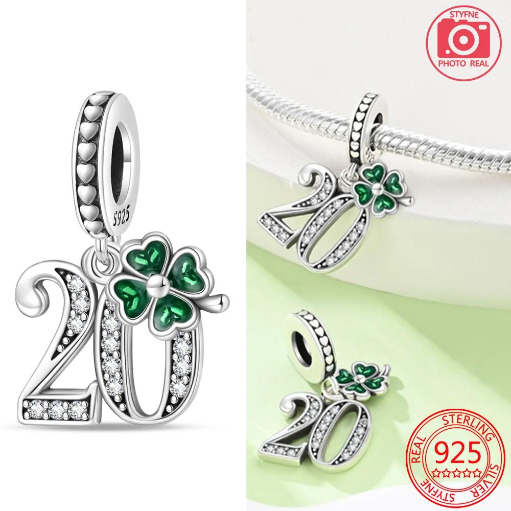 Charms Plata Originales Four-Leaf Four-Leaf Clover Beads For Charms Real Copper Bracelet Beads Jewellery Creating Women S Present