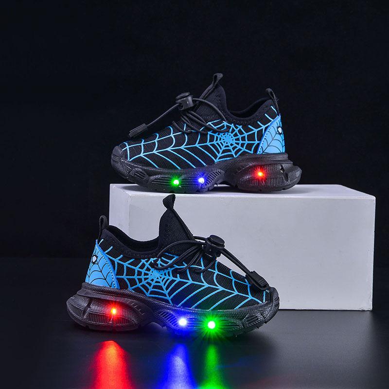 Children's LED Light-emitting Sports Shoes Spring and Autumn Boys Sports Breathable Comfortable Casual Shoes