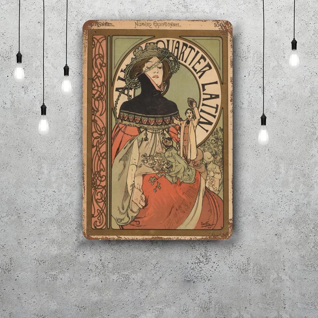 Art Nouveau Classic Poster Rusty Metal Plaque Retro Decorative Plate Bar Man Cave Garage Club Metal Sign Wall Decoration