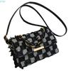 X7XC Korean Shoulder Bag with Adjustable Strap for Womens Chain Handle Denims Tassels Handbag Checkered Jeans Crossbody Purse