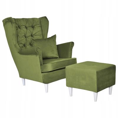 Gaja Wing Chair with Footrest Scandinavian Light Olive