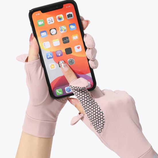 Summer Driving Gloves, Cooling Sun Protection Gloves, Full Finger UV Protection Gloves, with Anti-Slip Palm, Ultra Thin Ice Silk Gloves for Women