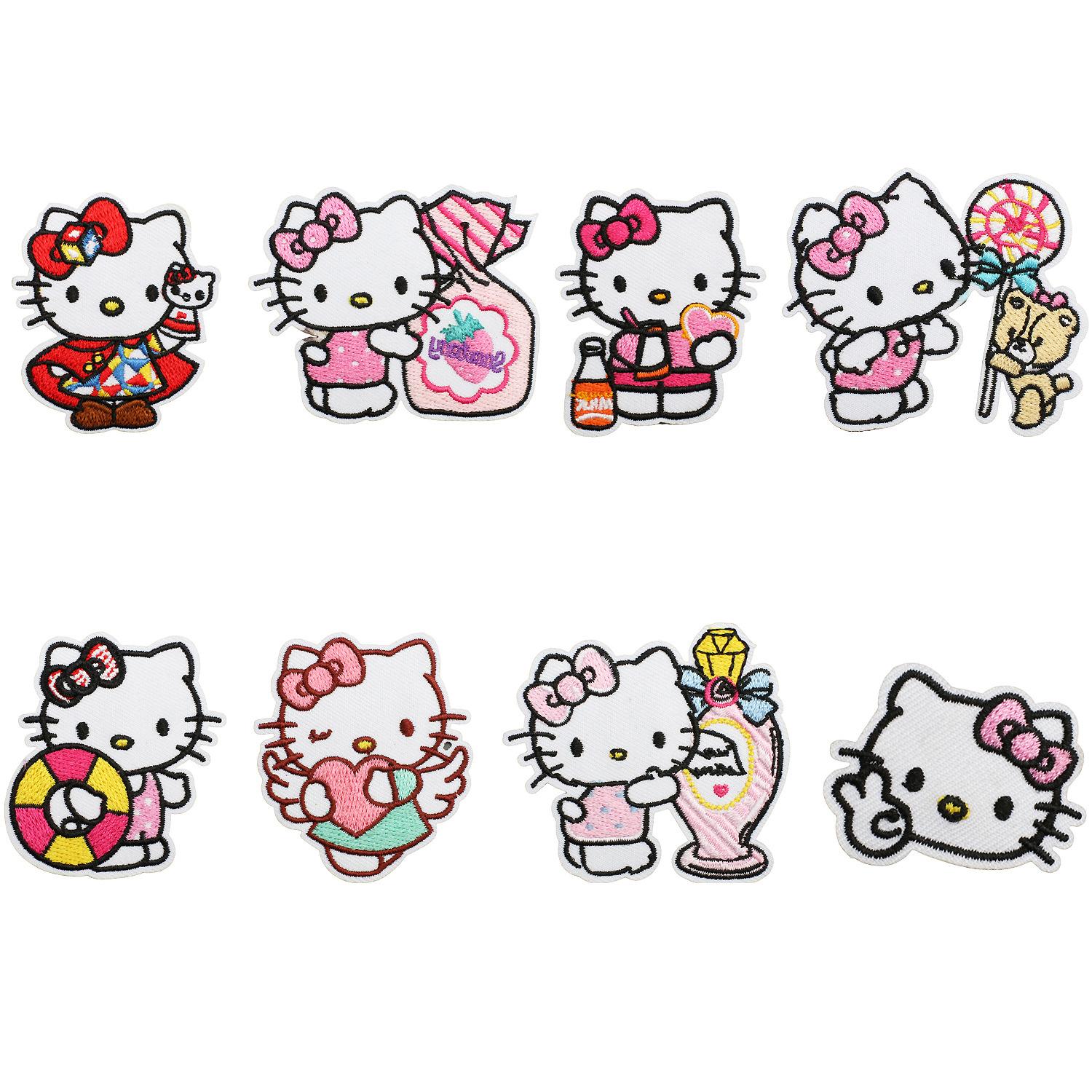 Cartoon Set Embroidery Cloth Sticker Cute Cat Patch Sticker Children S Clothes Decoration Animation Characters Embroidery Label Ironing Set of 8 kt cat