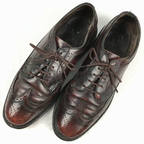 Rare Vintage Coburne Square Long Wingtip Shoes Burgundy Size 8.5D (26.0-26.5) Men's(USED)