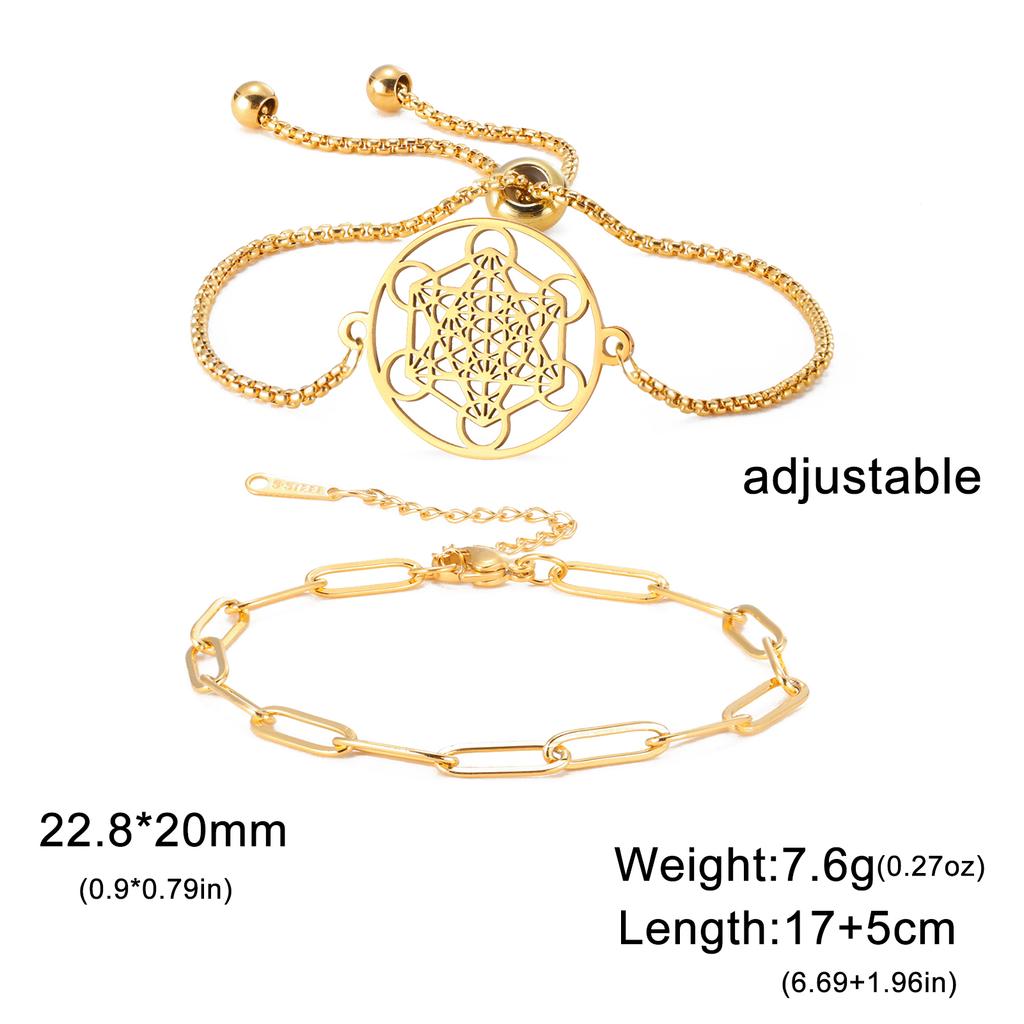 Lucktune Stainless Steel Angel Seal Archangel Metatron Cube Rope Bracelets for Women Spiritual Amulet Jewelry Anniversary Gifts