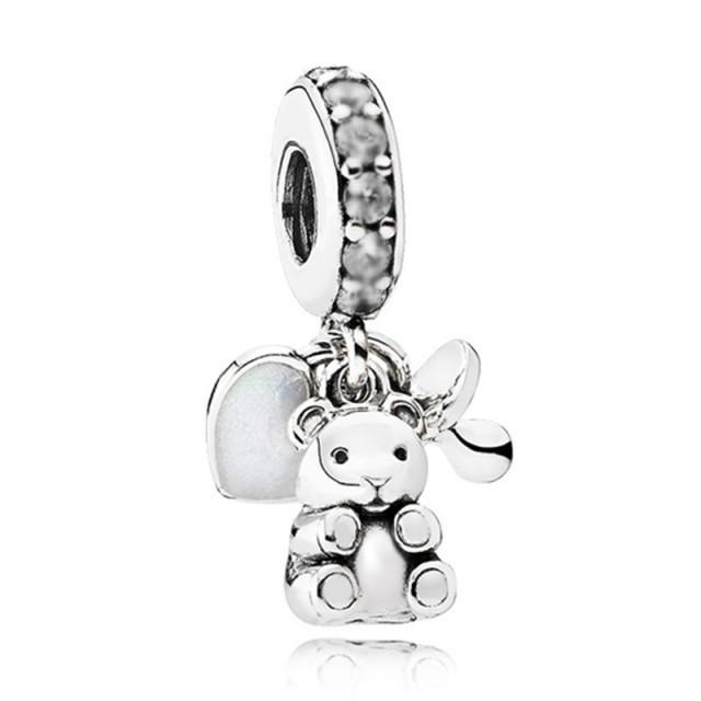 1Pcs New Cute Silver Star Cat Elephant Mushroom Bear Pendant Fit Original Charm Bracelet Women Jewelry Gifts