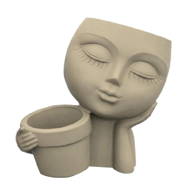 Creative Human Face for Doll Silicone Mold Epoxy Resin Casting Succulent Pot