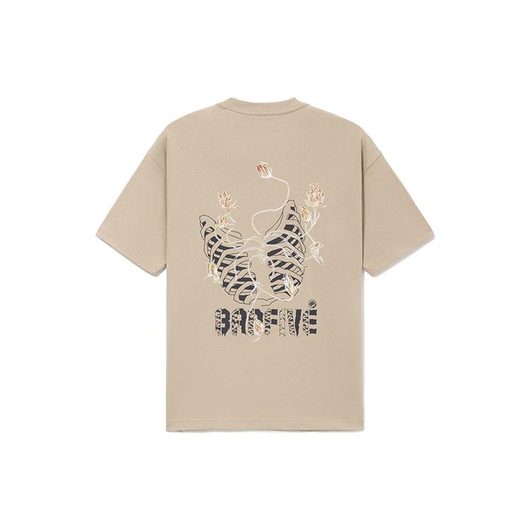 Li-Ning BADFIVE limited Series Cartoon Pattern Loose Round Neck Short Sleeve 'Tan' Men's AHSS037-3