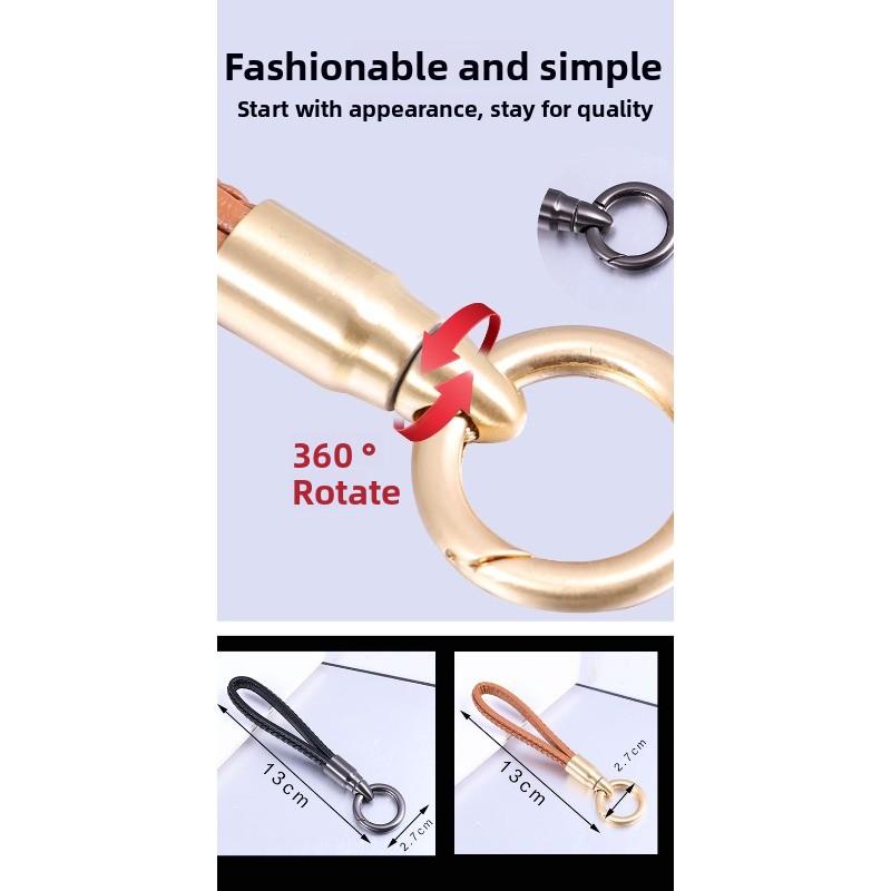 Creative Bullet Rotating Keychain Men's and Women's Leather Car Keychain Alloy Pendant