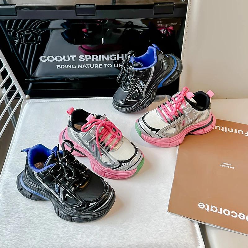 2024 Children Fashion Sneakers for Girls Boy Autumn New Korean Style Soft Thick Sole Anti-slippery Versatile Casual Sports Shoes