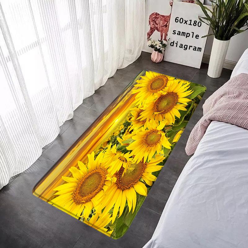 Door Mats Interior Foot Rug Sun Flower Welcome Floor Mat Rectangle Soft Hallway Carpet Kitchen Rugs Fluffy Home Decoration