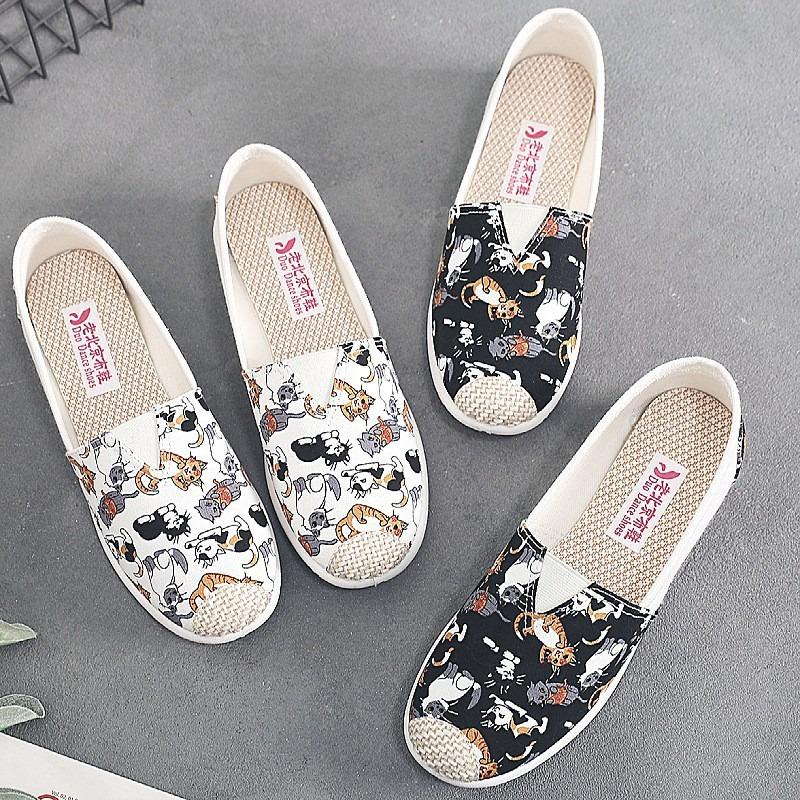 Cloth Shoes Women's Versatile -soled Lazy Shoes Canvas Shoes One-pedal Fisherman Shoes