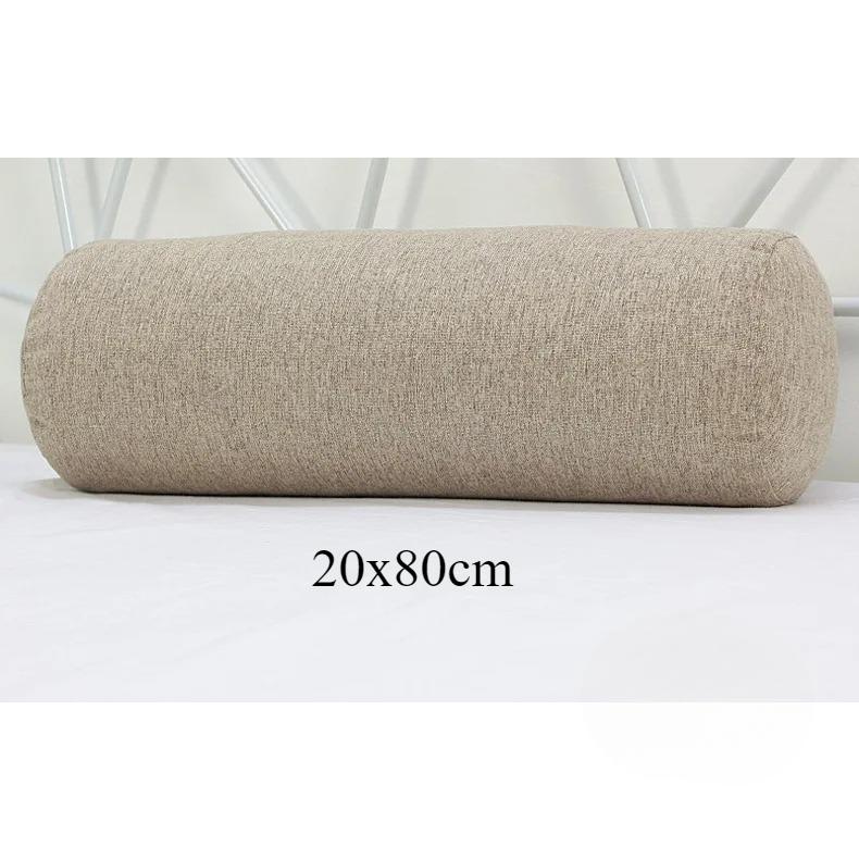 Long Pillow for Beds Cylinder Support Waist Leg Cushion Simple Solid Color Sun Lounger Backrest Pad Home Office Decor