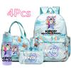 4 Pezzi/set Zaino Stampato Cacciatori di Demoni Cartoni Animati Borsa Astuccio con Borraccia da 750 ml per Ragazzo Ragazza Adolescente Zaini Scolastici di Grande Capacità
