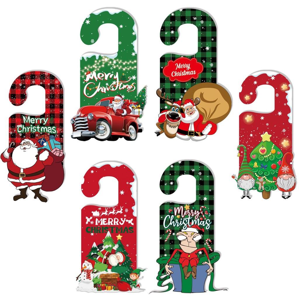 Door Christmas Handle Hanger Decorations With Cartoon Santa Design Claus