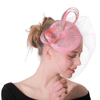 Ladies Linen Hat New Top Hat Feather Shape Bridal Top Hat Wedding Banquet Linen Yarn