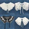Perfect Match 28Gd Detachable Half Shirt False Fake Collar Embroidery Neck Ruff Shawl Dickey Mini Cape Lace-Up Ribbon Necklace Short Capelet