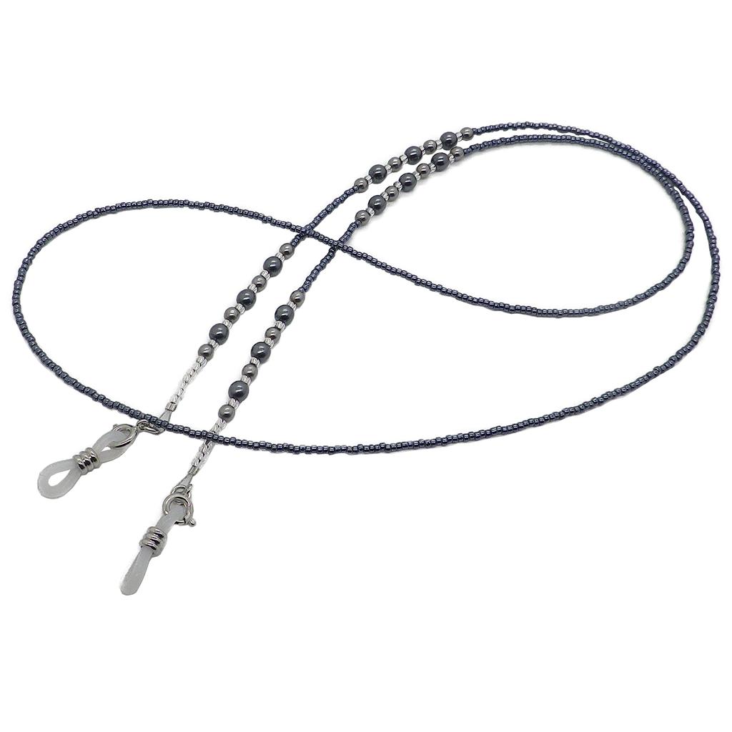Nagoya Eyeglasses Glasses Chain, Eyeglass Chain with Pearl Beads, Made in Japan, 099050 (Gray 01)