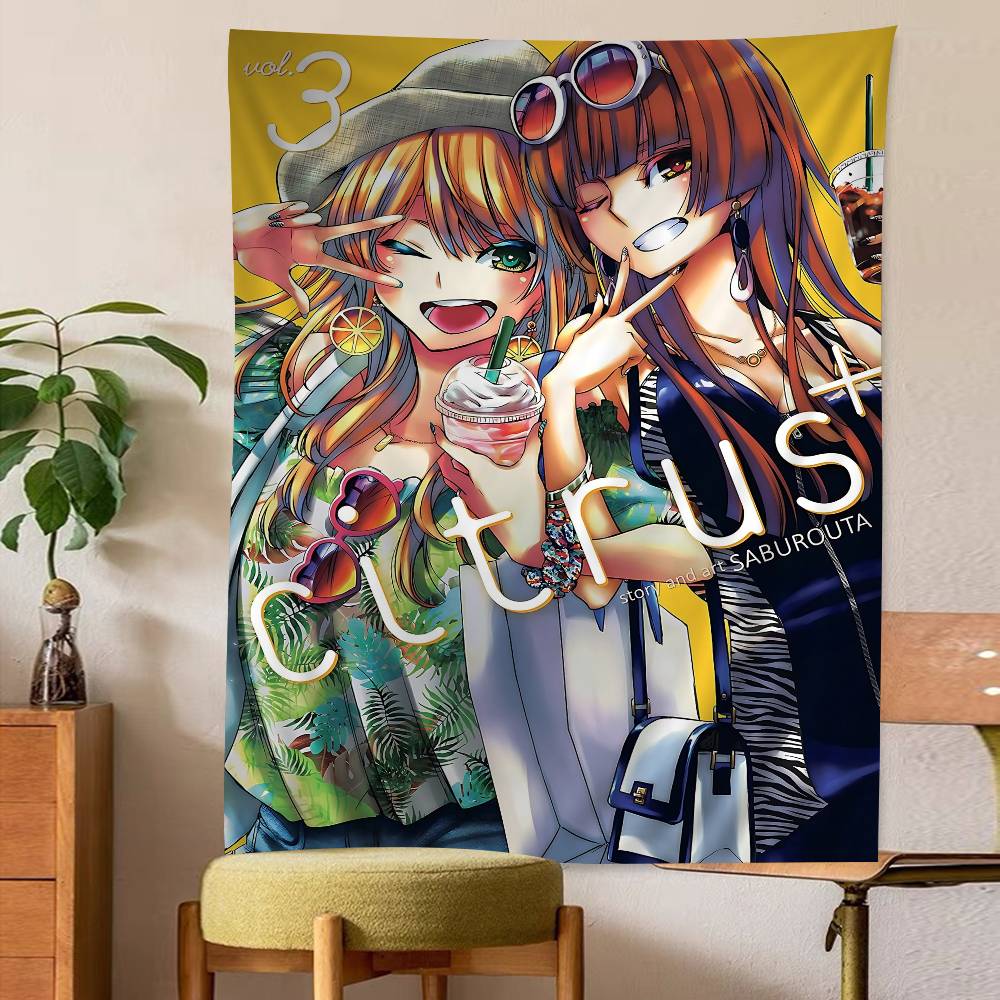 Japanese Anime Citrus Hanging Bohemian Tapestry Hanging Tarot Hippie Wall Rugs Dorm Japanese Tapestry 100X70CM