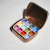 1set Nail Art Watercolor Paint Compact Flip-top Small Tin Box, Painted Glue Mixing Box, Portable Mini Palette