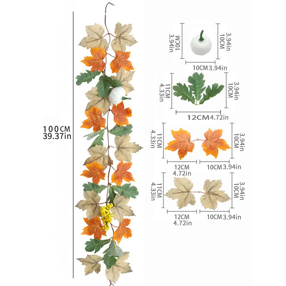 Autumn Decor Artificial Maple Fall Leaf Vine Garland Hanging Wedding Thanksgiving Decorations Home Halloween Fireplace Decor