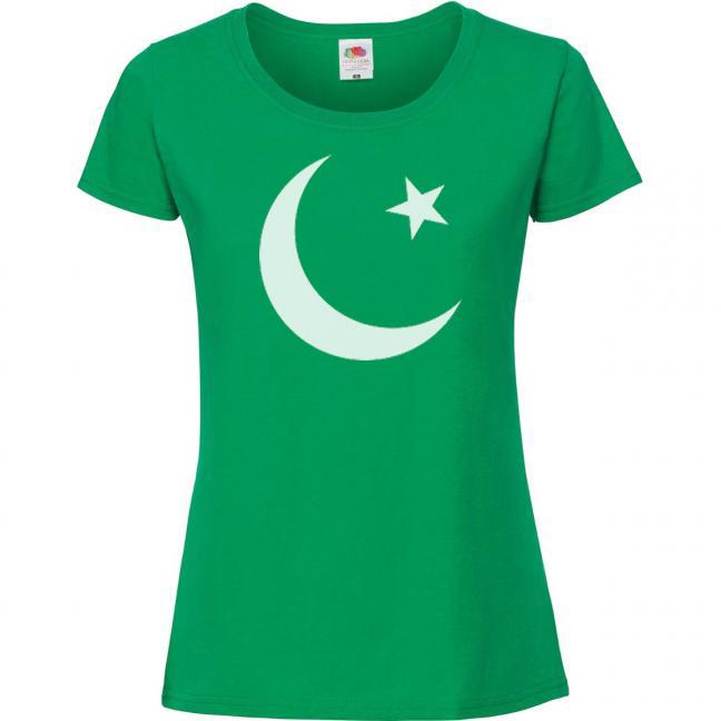 Unisexs Pakistan Country Flag Cricket Football Sports Supporter Lady Fit TShirt 2XL