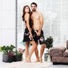 Summer Couple Silk Imitation Loungewear: Women's Nightgowns & Men's Bathrobes with Short Sleeves and Shorts.
