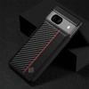 Case for Google Pixel 7,Pixel 7a,Pixel 7 Pro,Pixel 8,Pixel 8 Pro.Carbon Fiber PU Splicing Fine Grain PU Paired with Red Vertical Stripes Phone Case
