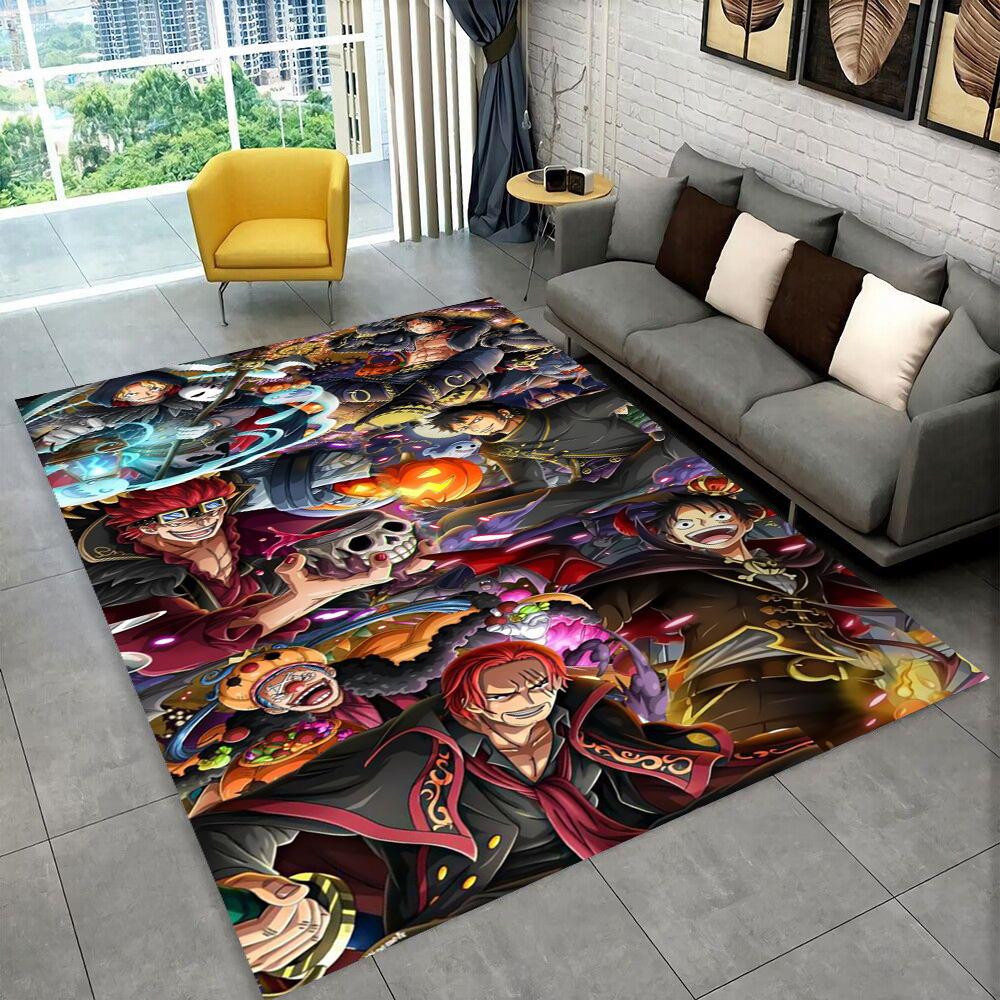 Tappeto Tappeto Cartoon Anime One Piece 3D per Stanza dei Giochi Camera da Letto Soggiorno Divano Arredamento per la Casa, Tappeto per Area Giochi Bambini Tappetino Antiscivolo per Pavimenti