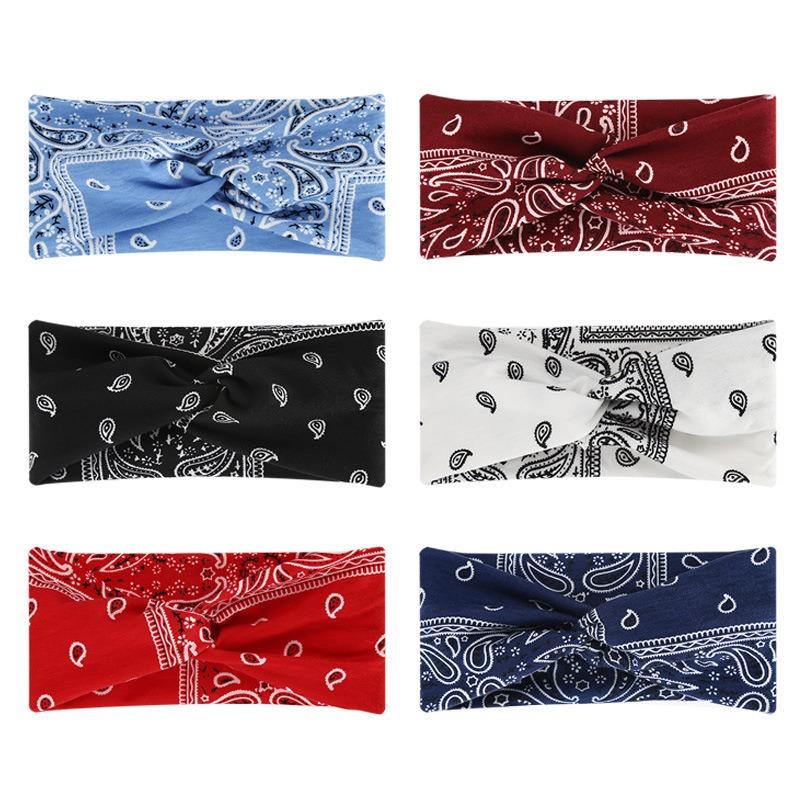 Cashew flower women's sports headband, face wash headband, cross yoga elastic headband.
