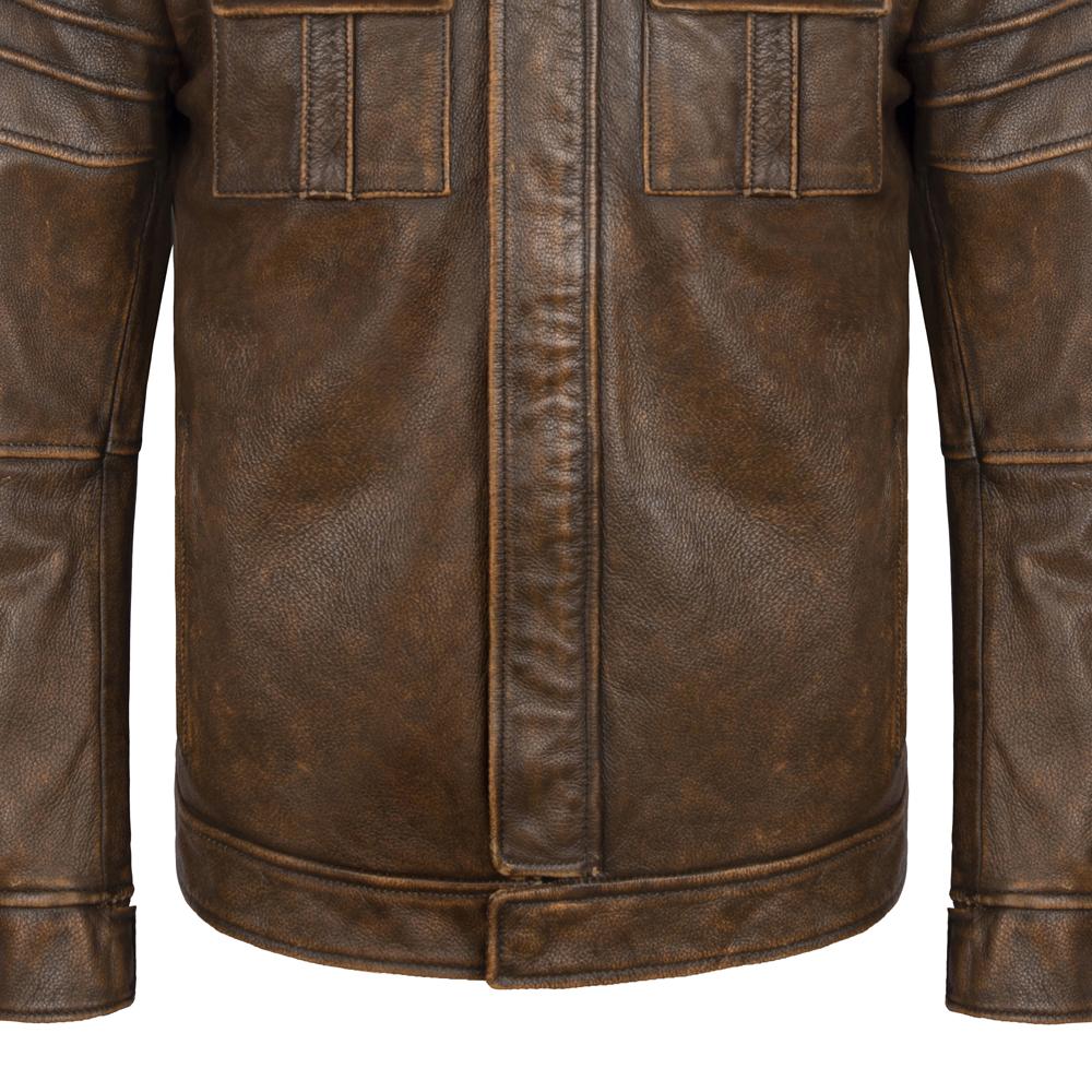 Vintage Genuine Leather Jacket Men Cowhide Yellow Brown Natural Cow Leather Jackets Man Leather Coat Autumn Clothing