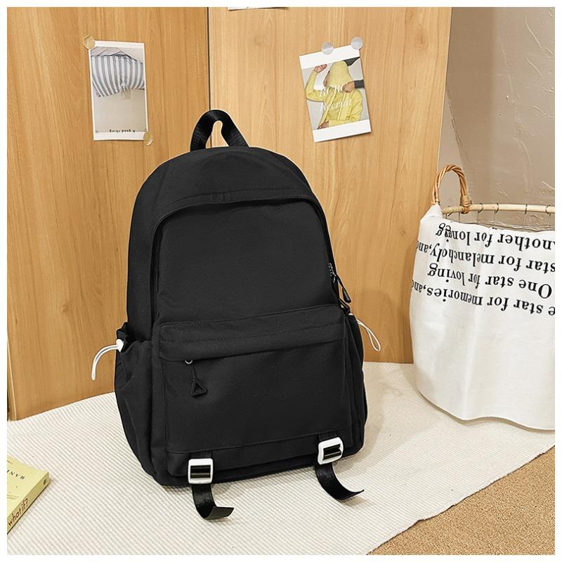 New Solid Color Schoolbag Female Simple Joker Leisure Travel Backpack Large Capacity Junior High School Students Shoulders.