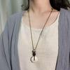 Ivory Nut Ping'an Buckle Bodhi Sweater Necklace - Retro Artistic Chinese Style Women's Accessory.