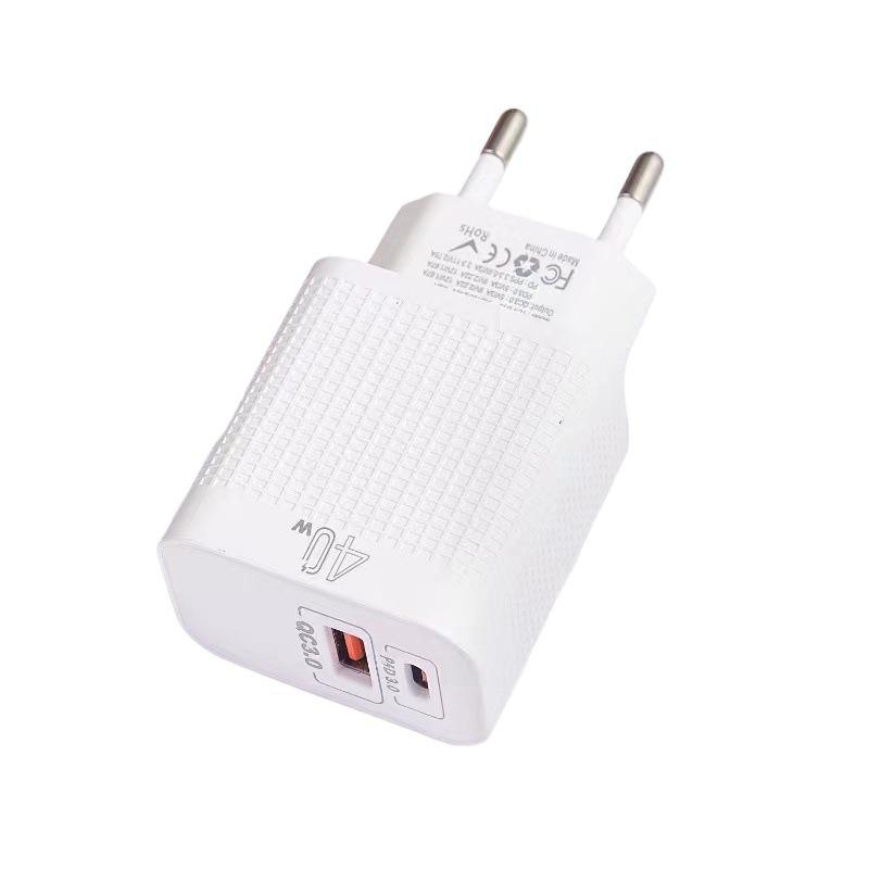 40W Dual-Port Charger (A+C) for Type-C with PPS/VOOC, Supports Super Fast Charging