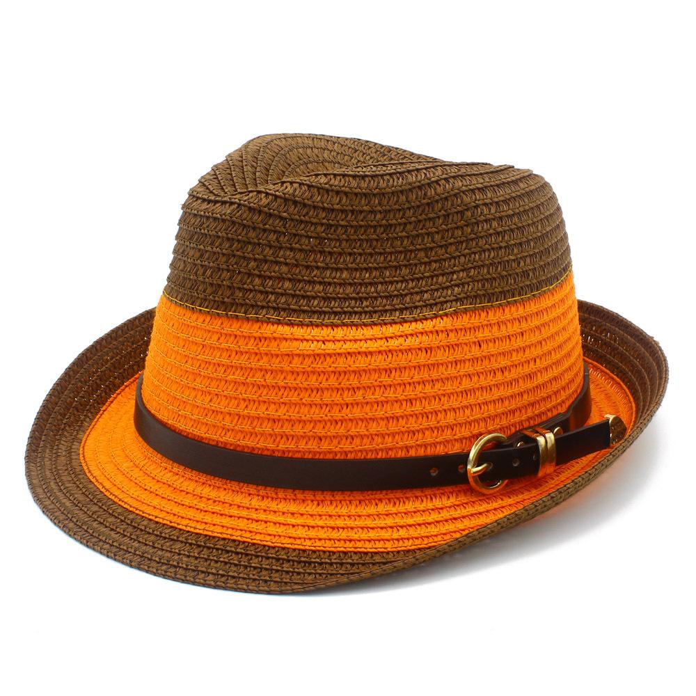 Summer color matching personalized Panama hat British jazz cool hat trendy brand sun hat fashionable versatile couple straw hat