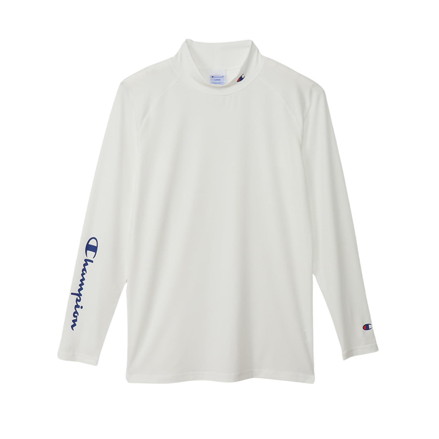 

Champion Long Sleeve Quick UV Script Long Sleeve Mock Neck White T-Shirt, Stretch, Drying, Protection, Logo, Shirt, Golf, C3-AG410, Men s, белый
