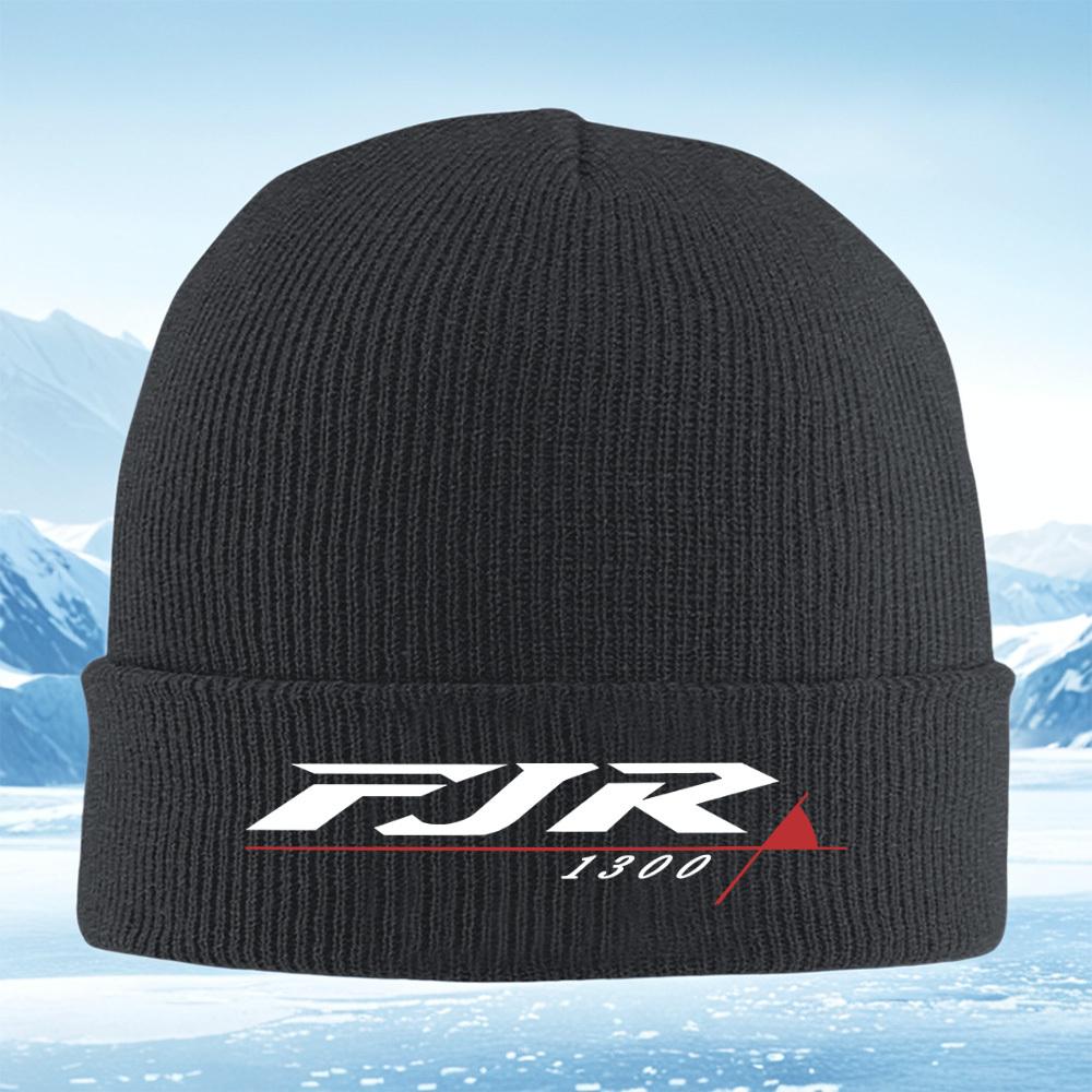 White FJR logo 1300 design red bar black background Men Women Unisex Knitted Hat Beanie Pullover Cap Winter Thermal Warm Christm