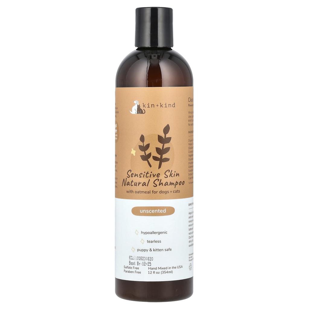 Kin+Kind, Sensitive Skin Natural Shampoo, For Dogs & Cats, Fragrance Free, 354 Ml (12 Fl Oz)