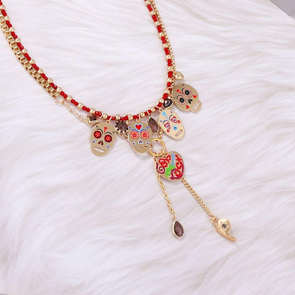 Literatur Schlüsselbein Kette Schmuckset Vintage Ohrring Punk Metall Totenkopf Anhänger Halskette Mädchen