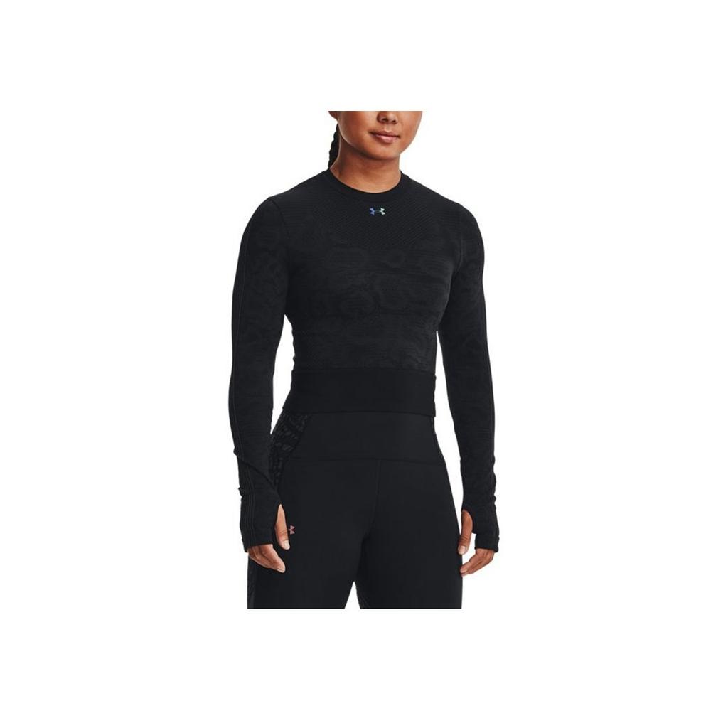 Under Armour Solid Color Elastic Tight Training T-Shirt Women tops Black 1365717-002